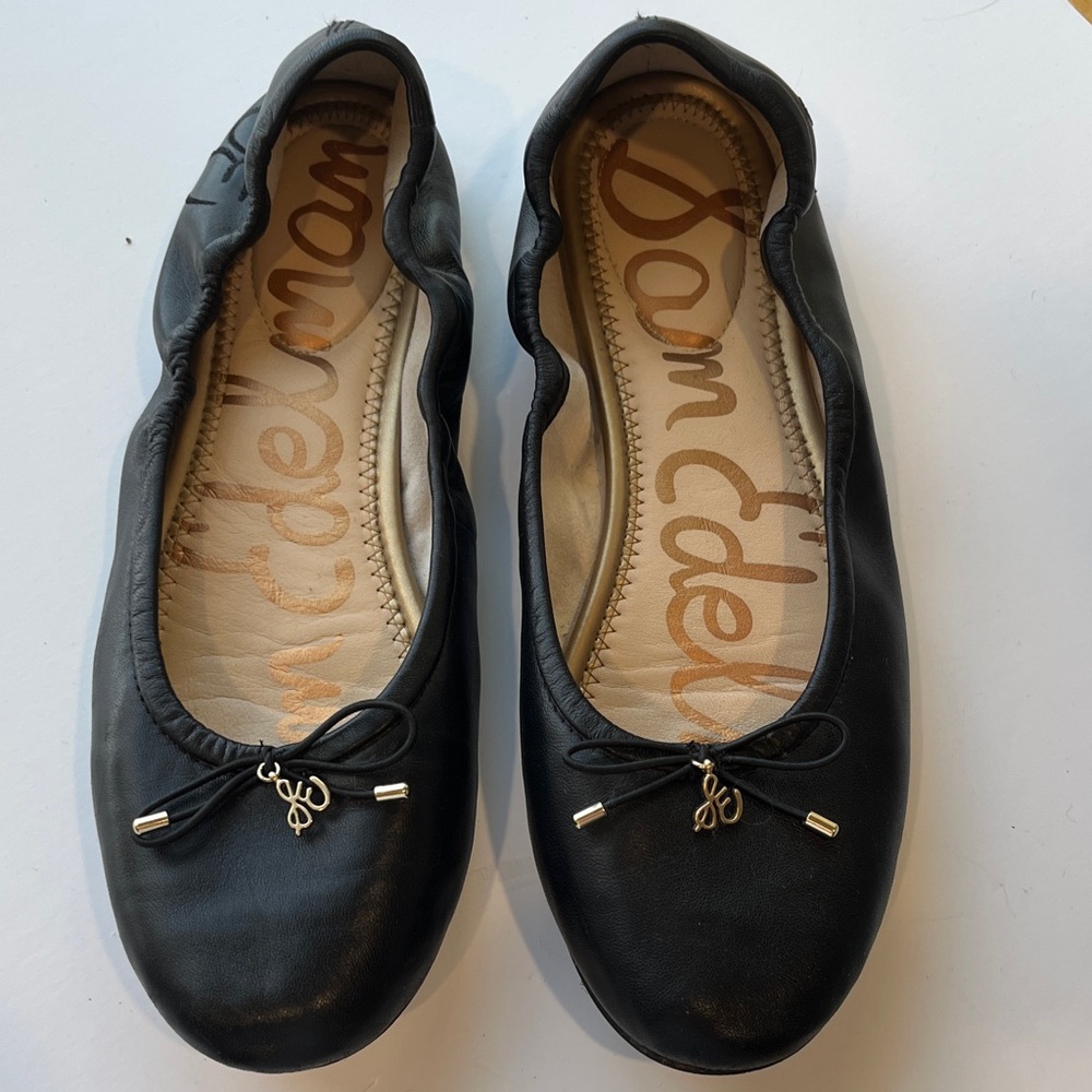 Sz 9 Sam Edelman Felicia Black Leather Flats